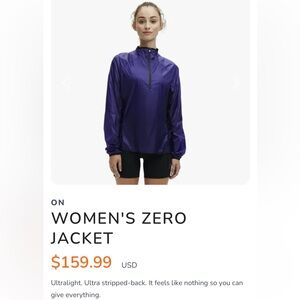 BNWT ON Women’s Violet Zero Jacket